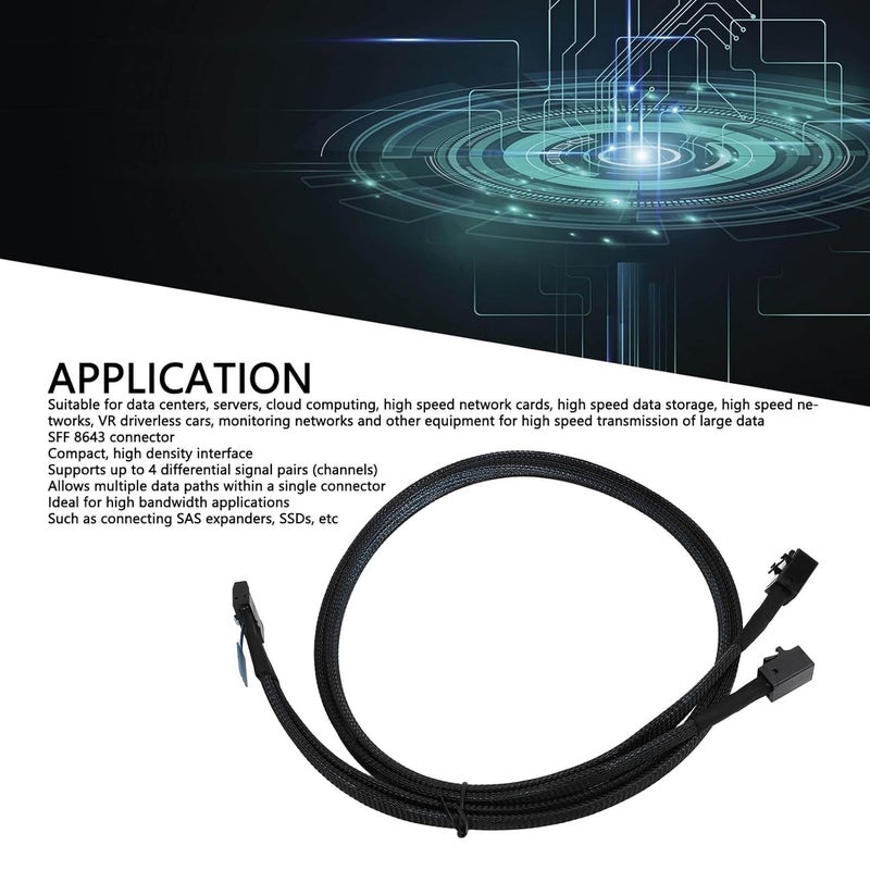 Tangxi كابل MCIO 8i إلى 2*SFF-8643، كابل MCIO x8 74Pin إلى Mini SAS HD SFF-8643، متوافق مع SCSI (SAS)، PCIE 5.0، سرعة نقل بيانات 32GT / s، لمركز بيانات الخادم (31.5 بوصة) - Image 3
